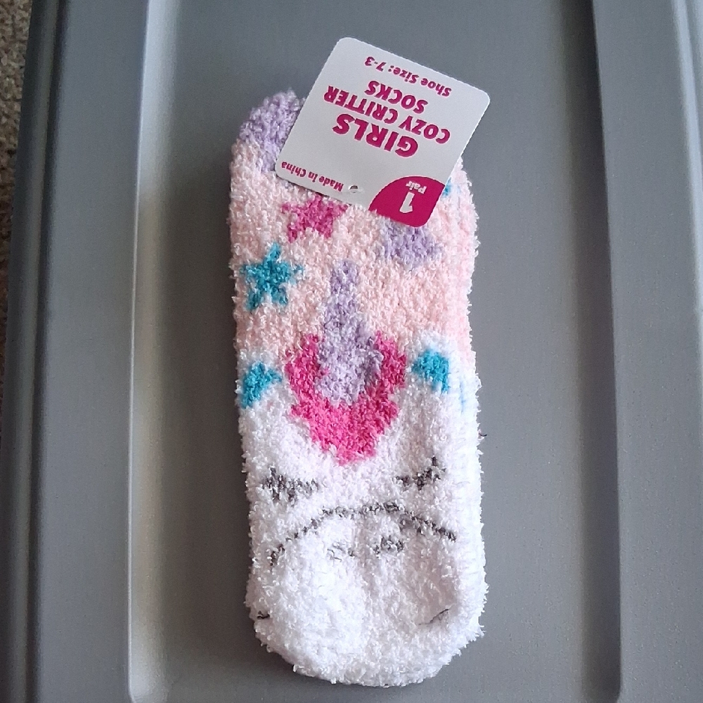 Girls Cozy Unicorn Socks Size 7-3